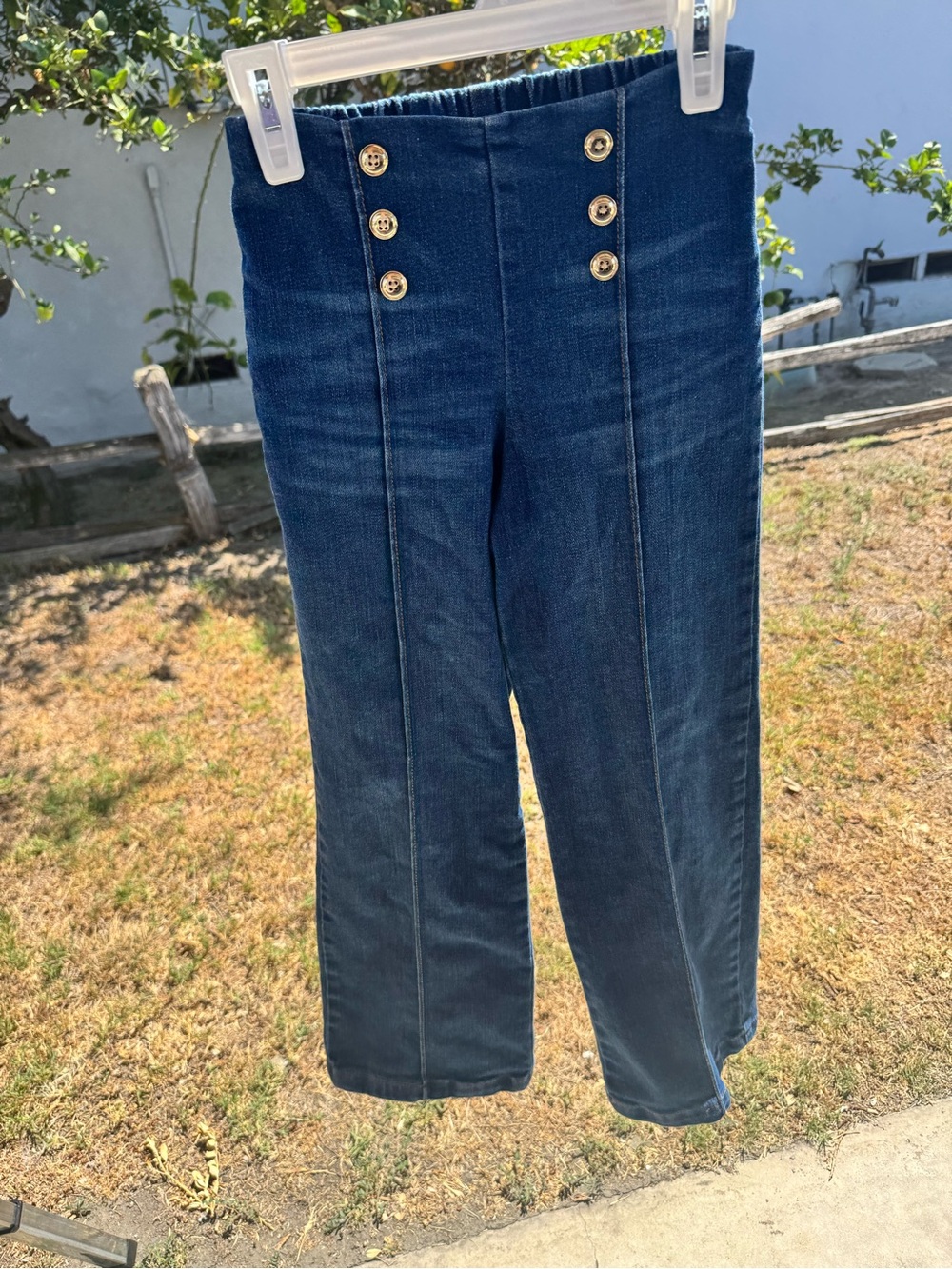 Gymboree Dark Blue Wide-Leg Sailor Jeans with Gold Buttons